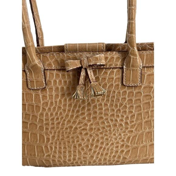 Liz Claiborne Faux Croc Tan Small Top Handle Bag - Picture 3 of 9